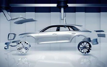 Illustration of a silver car body shown in exploded view against a light background